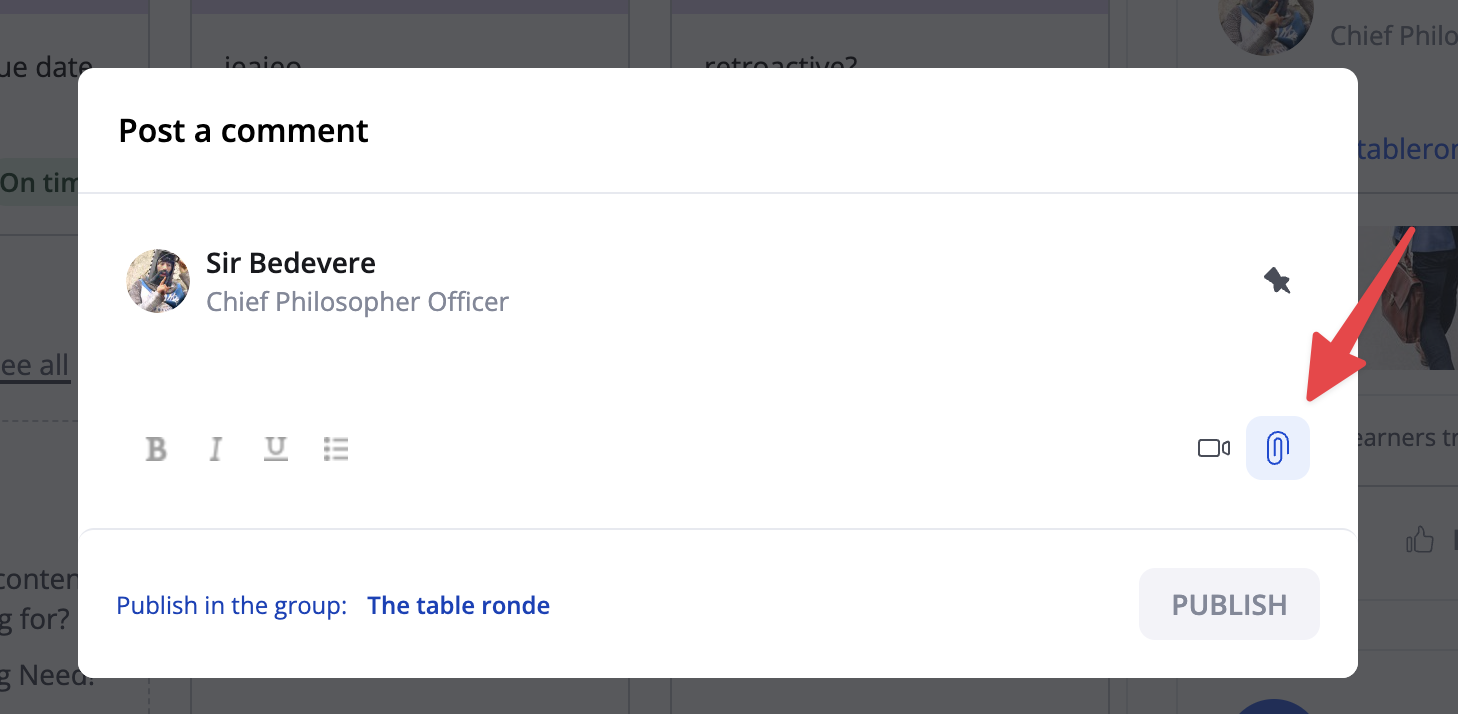 Attachments button in the course editor